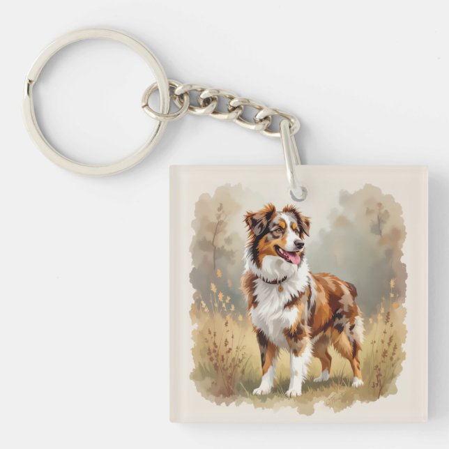 Porte-clefs Australian Shepherd Dog Red Merle Aussie (Devant)
