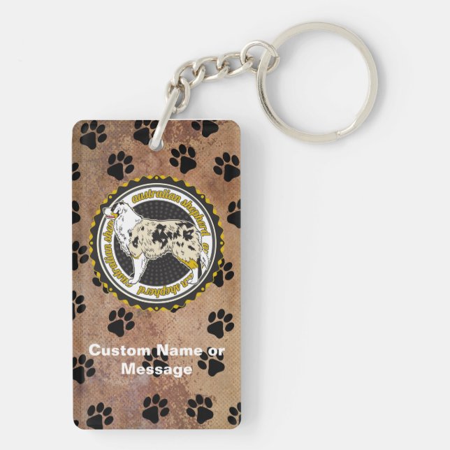 Porte-clefs Australian Shepherd Paws Chien race Lover Personna (Dos)