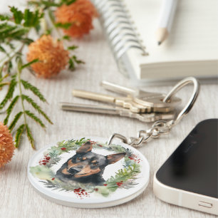 Porte-clefs Australie Kelpie Noël Wreath Festive Pup
