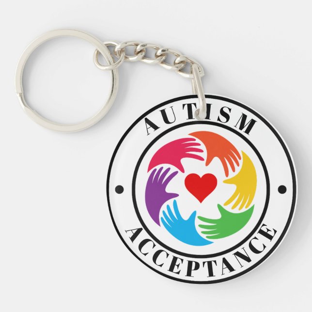 Porte-clefs Autism Acceptance Hands & Heart Circle  (Devant)