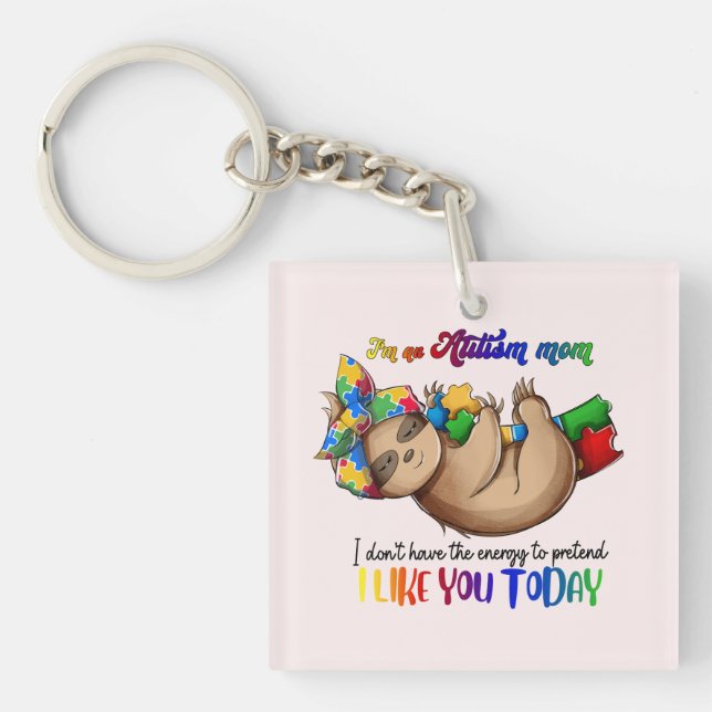 Porte-clefs Autism Mom - Sloth (Devant)