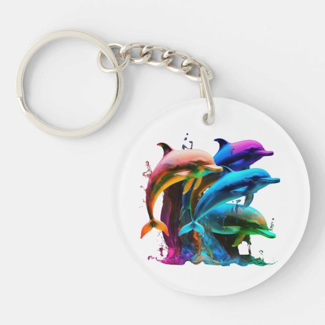 Porte-clefs Autocollant coloré Dolphin-Awesome (Devant)
