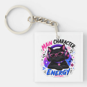 Porte-clefs Autocollant de chat noir à l'énergie de personnage