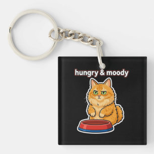 Porte-clefs Autocollant de mème de chat orange mignon affamé e