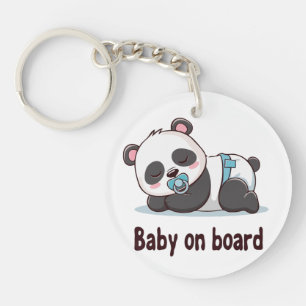 Porte-clefs Autocollant de voiture "Bébé à bord" Panda endormi