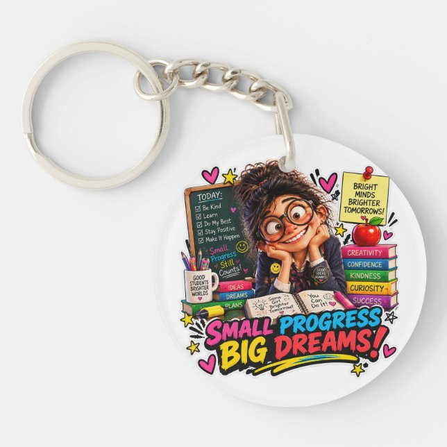 Porte-clefs Autocollant pour étudiant Petits Progrès Grands Rê (Devant)