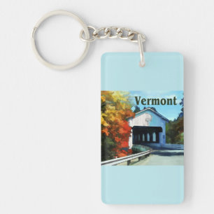 Porte-clefs Automne coloré blanc Vermont de pont couvert