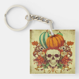 Porte-clefs Automne/Halloween/citrouille/squelette