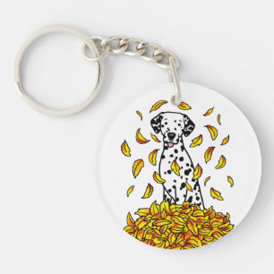 Porte-clefs Automne laisse Dalmatie (noir 1) Chien Jouer migno