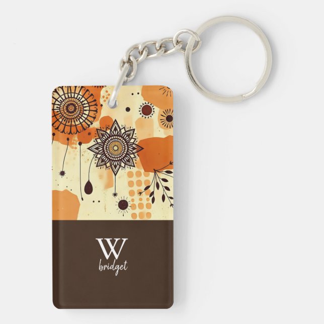 Porte-clefs Automne Mandala Boho Chic Floral Tones (Dos)