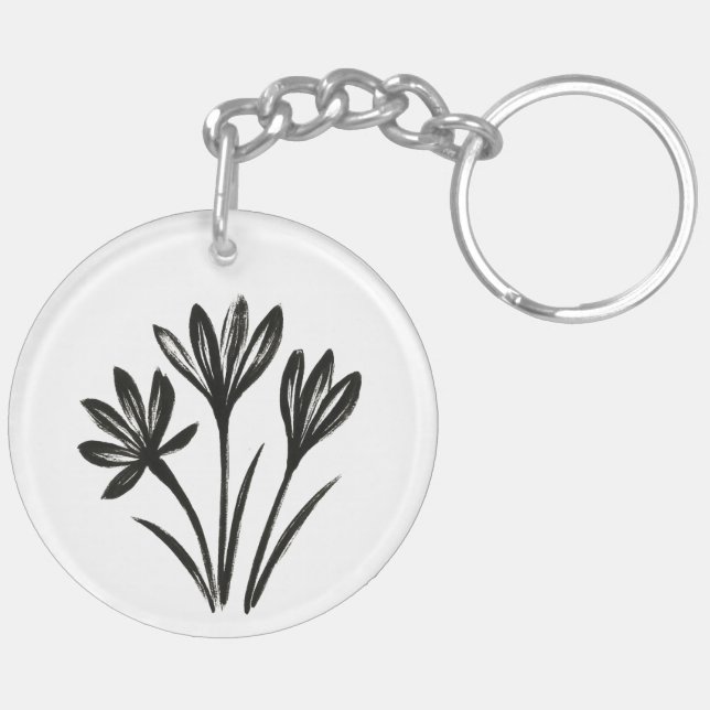 Porte-clefs Autumn Crocus – Ink Brush Botanical Trio on (Dos gauche)