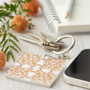 Porte-clefs avec fond d'écran orange et blanc élégant