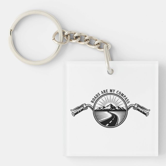 Porte-clefs Aventure à l'horizon en moto (Devant)
