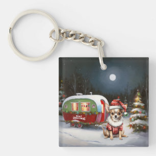 Porte-clefs Aventure de Noël de la caravane de Chihuahua d'hiv