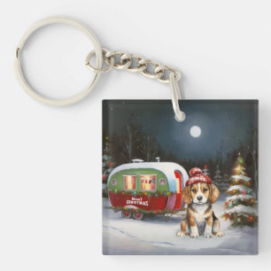 Porte-clefs Aventure de Noël de la caravane du Beagle d'hiver