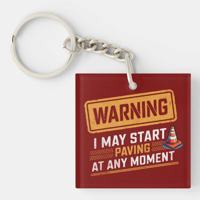 Porte-clefs Avertissement de construction de route drôle en ty (Devant)