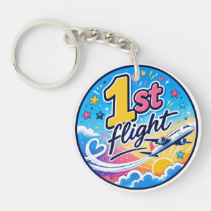 Porte-clefs Avion de souvenir de 1er vol coloré