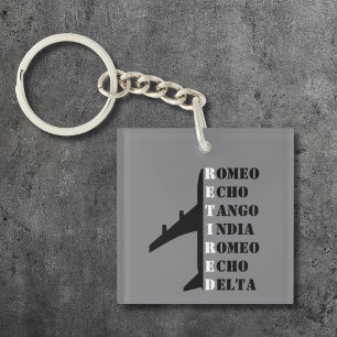 Porte-clefs Avion Retraité Alphabet Phonétique OtAN Aviation