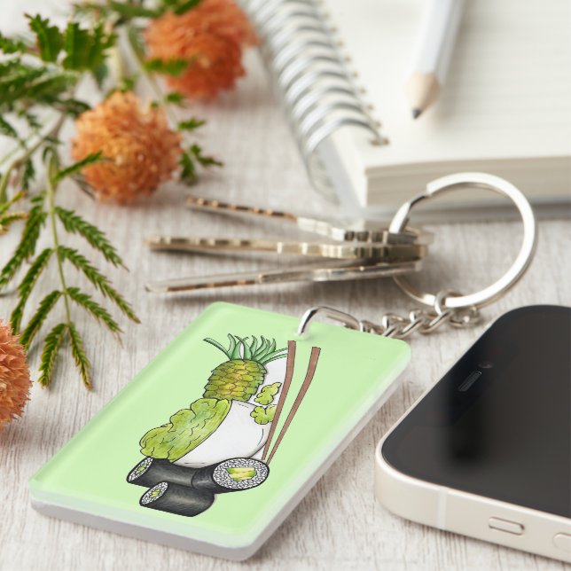 Porte-clefs Avocado Rolls Wasabi Sushi Dîner Japonais (Devant droit)