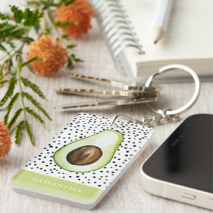 Porte-clefs Avocado vert moderne Nom personnalisé
