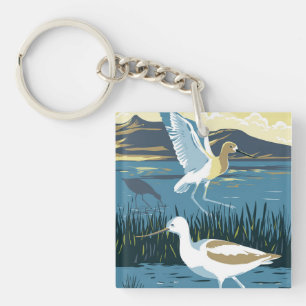 Porte-clefs Avocet américain dans le Grand lac de sel dans l'U