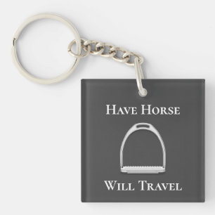Porte-clefs "Avoir Cheval Voyage" Fer à sirop gris foncé