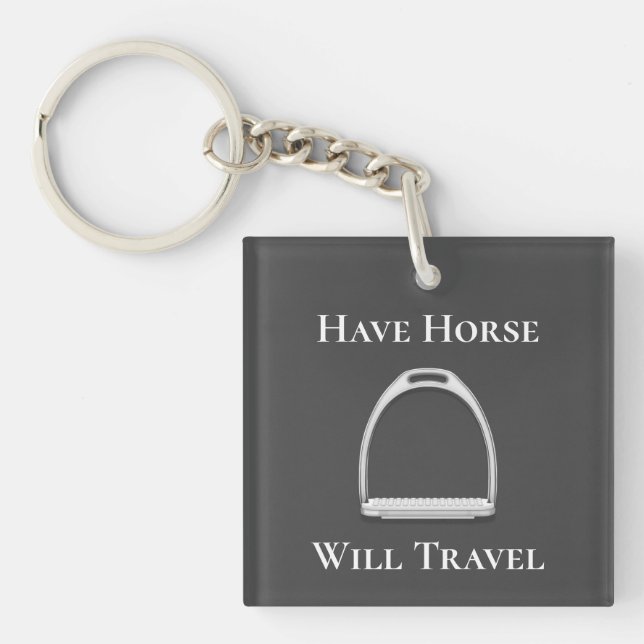 Porte-clefs "Avoir Cheval Voyage" Fer à sirop gris foncé (Devant)