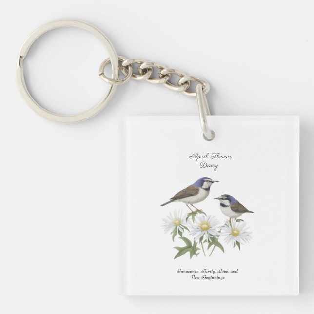 Porte-clefs Avril Mois de naissance Fleur Daisy Chéri Annivers (Devant)