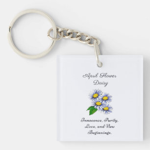 Porte-clefs Avril Mois de naissance Fleur Daisy Fresque et Sim