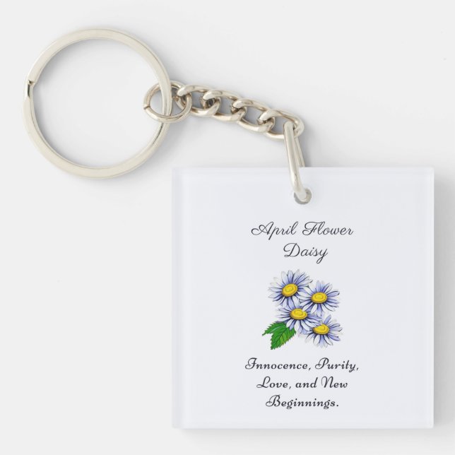 Porte-clefs Avril Mois de naissance Fleur Daisy Fresque et Sim (Devant)
