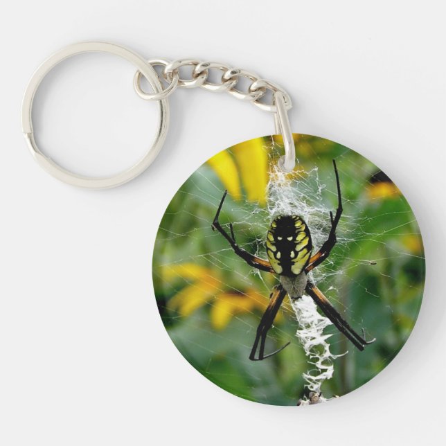 Porte-clefs Awesome Photo Orb Spider dans le Web (Devant)
