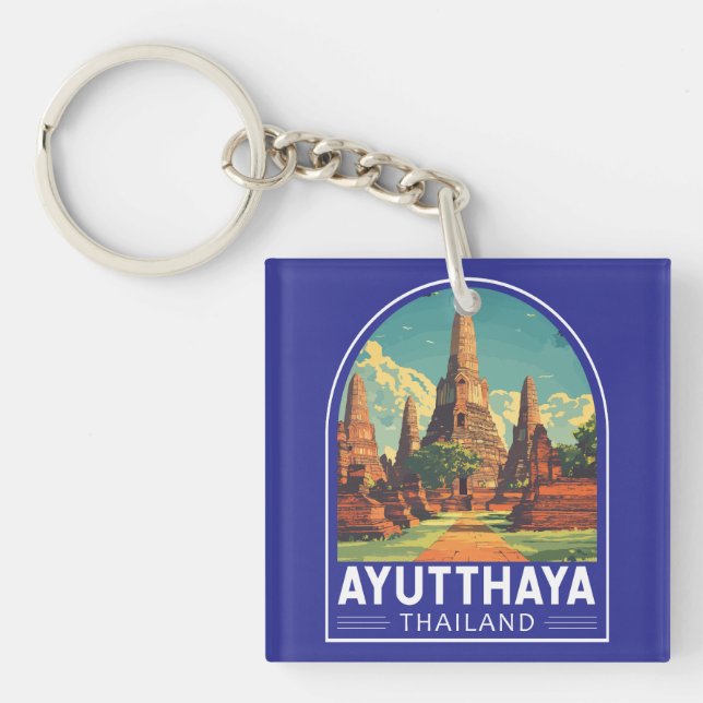 Porte-clefs Ayutthaya Thailand Travel Art Emblem (Devant)