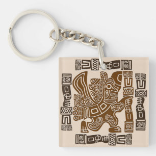Porte-clefs Aztec Eagle Guerrier Tribal Art antique
