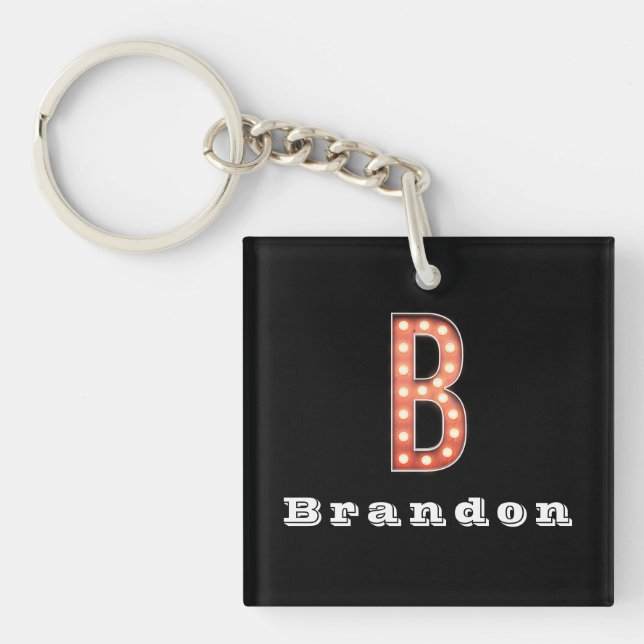 Porte-clefs B Ampoule Marquee Monogram Personnalisée (Devant)