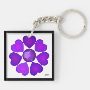 Porte-clefs B&W Purple Hearts Beating