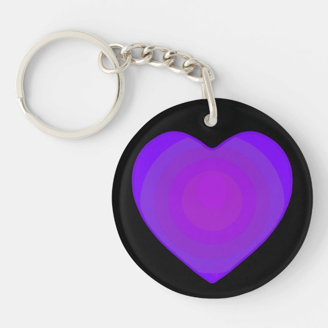 Porte-clefs B&W Purple Hearts Beating (Devant)