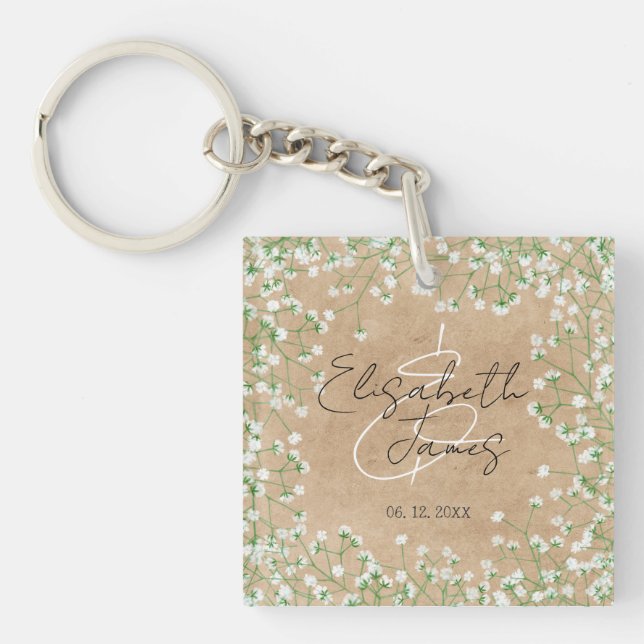 Porte-clefs Baby Respire Aquarelle Florale Rustique Boho Maria (Devant)