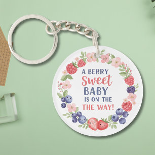 Porte-clefs Baby-Shower Aquarelle aux Fruits Délicieux