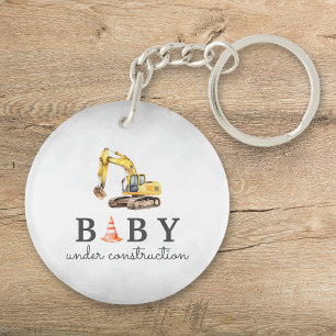 Porte-clefs Baby shower bébé en construction
