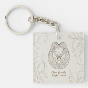 Porte-clefs Baby shower pour deux mamans