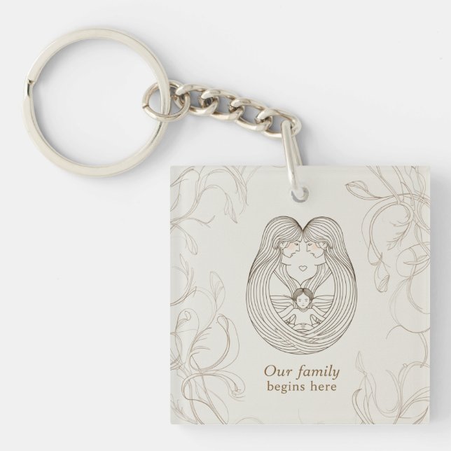 Porte-clefs Baby shower pour deux mamans  (Devant)