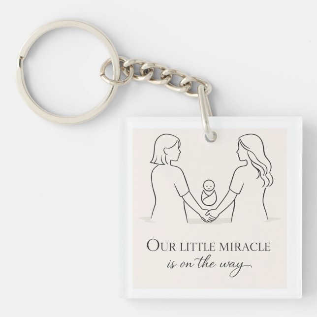 Porte-clefs Baby shower pour deux mamans (Devant)