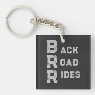 Porte-clefs "Back Road Rides" Logo Gris Lettres
