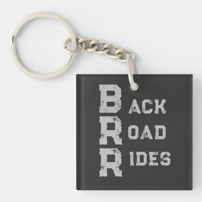 Porte-clefs "Back Road Rides" Logo Gris Lettres (Devant)