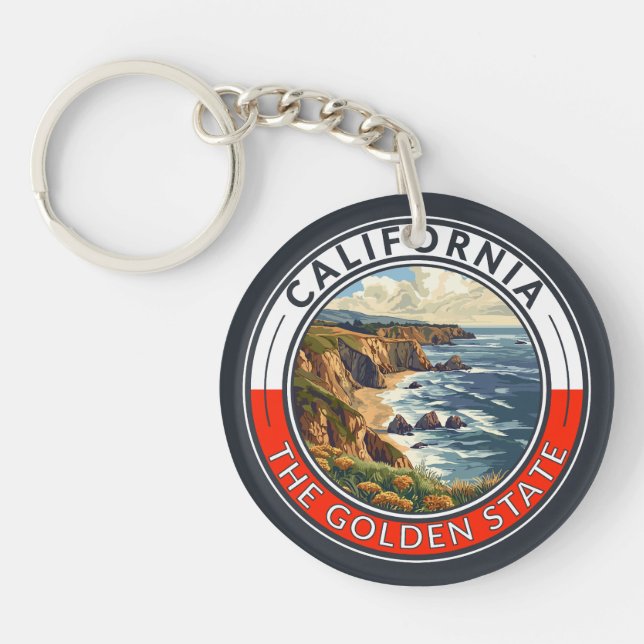 Porte-clefs Badge California Travel Art (Devant)