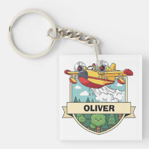 Porte-clefs Badge d'avion de lutte contre les incendies mignon