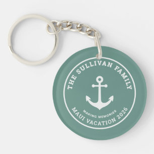 Porte-clefs Badge de vacances en famille personnalisé vert sau