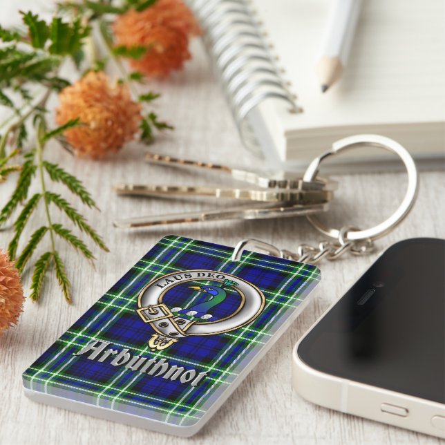 Porte-clefs Badge/Rectangle de tartan du clan Arbuthnot (Devant droit)
