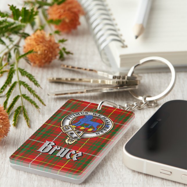 Porte-clefs Badge/Rectangle de tartan du clan Bruce (Devant droit)