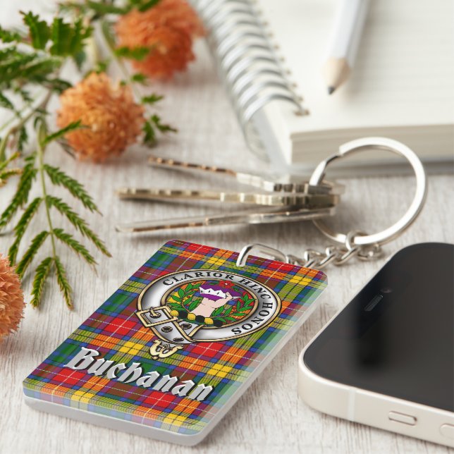 Porte-clefs Badge/Rectangle de tartan du clan Buchanan (Devant droit)